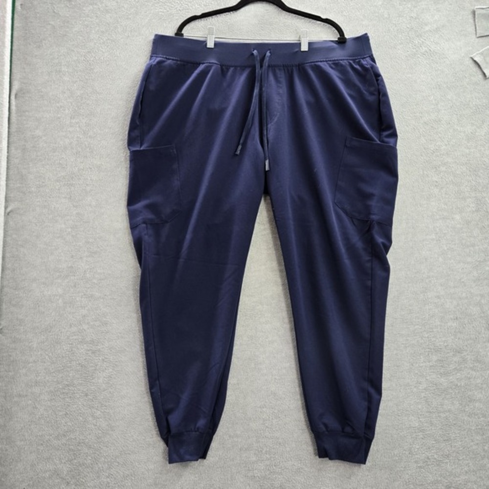 Mandala Women Scrub Pants 2XL‎ Blue Jogger Cargo Pocket Drawstring 27" Inseam